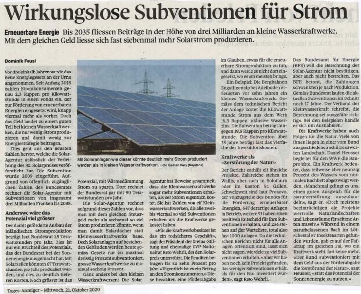 Wirkungslose Subventionen für Strom